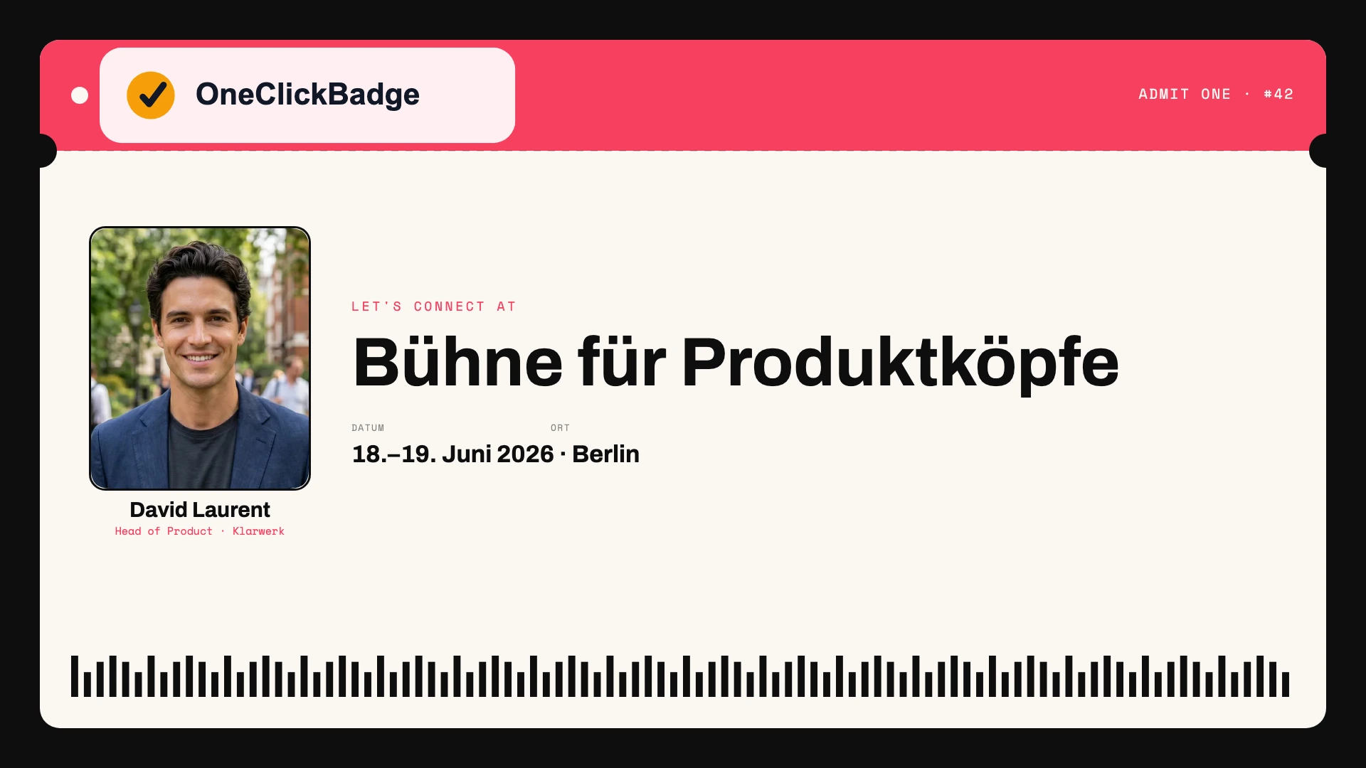 Event-Titelbild im Querformat im Ticket-Stil zum Product Leadership Forum
