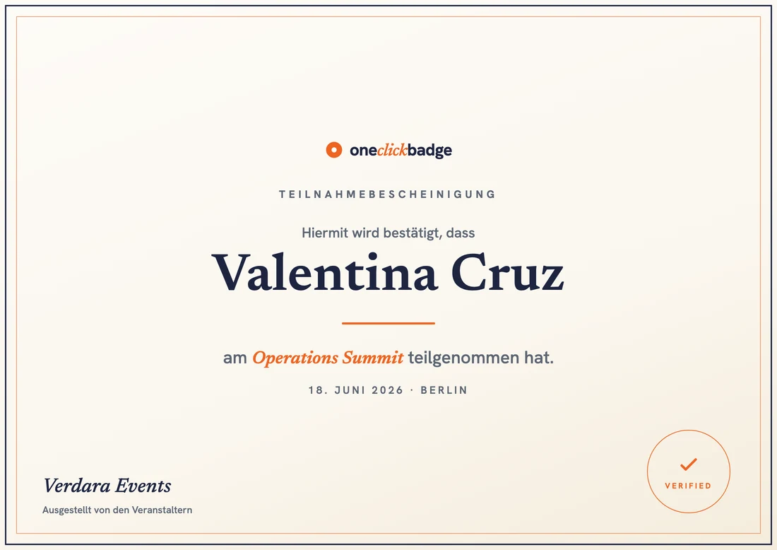 Teilnahmezertifikat im Look eines Events